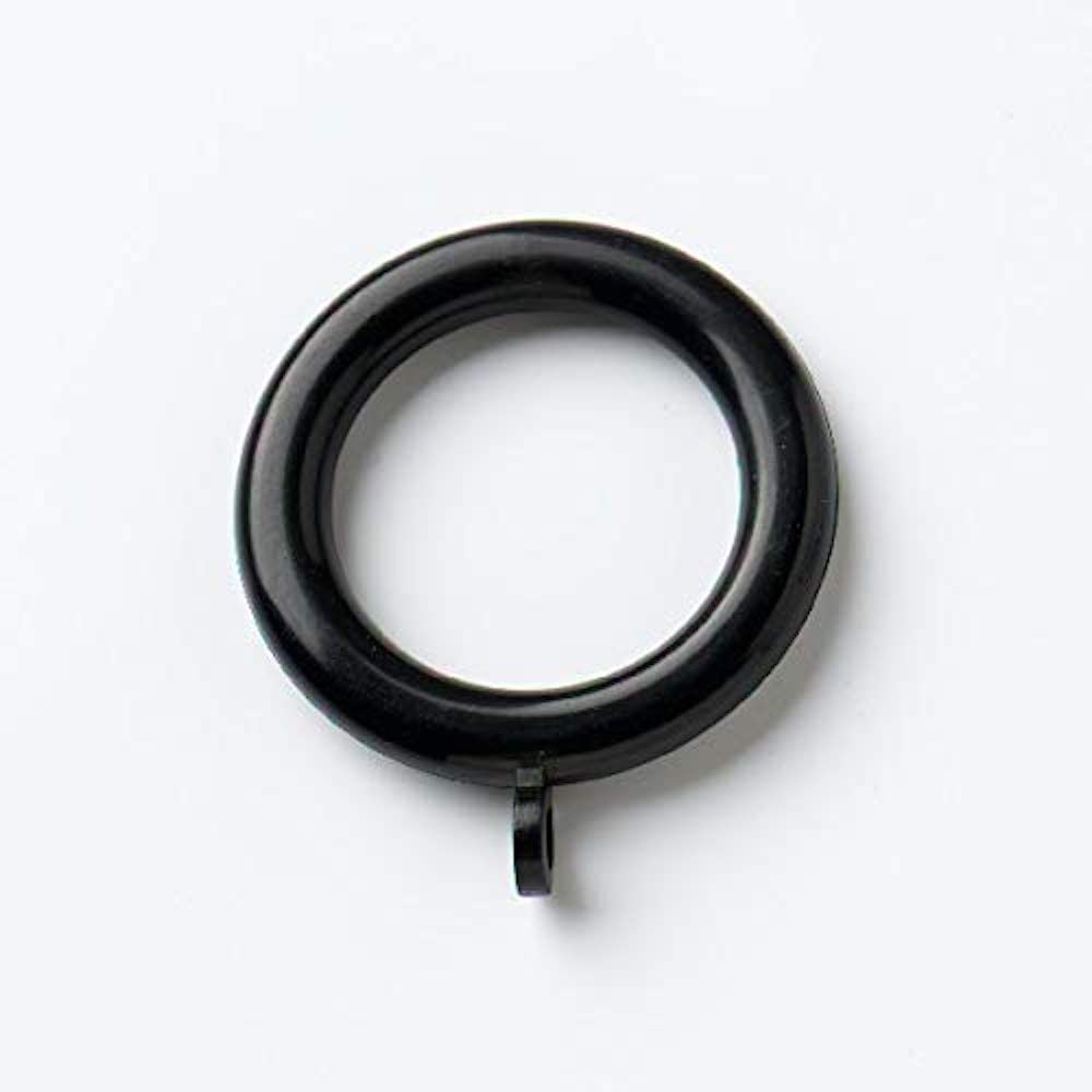Merriway BH07016 (24 Pcs) Plastic Curtain Drapery Pole Rod Rings Inner Diameter 35mm Outer Diameter 42mm Black - Pack of 24 Pieces