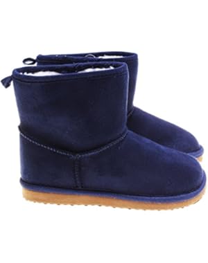 Girls' Mock Shearling Ankle Boots; Navy