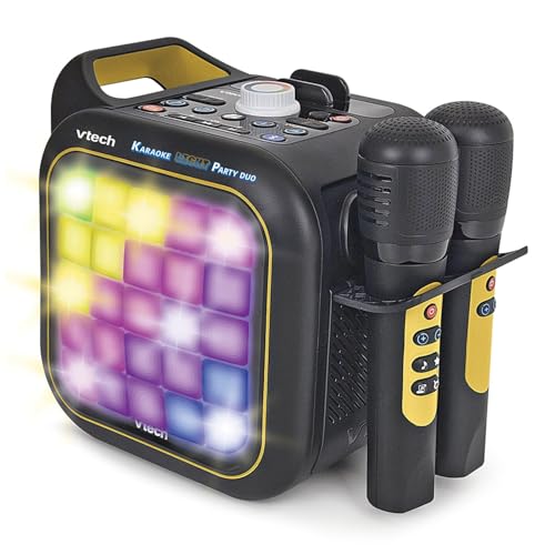 VTech - Karaoke Light Party Duo Golden Edition, Powerful Speaker, Portable Karaoke with Bluetooth, 40W, Includes 2 Wireless Microphones, Voice Remove Function, Touch Panel, Integrated Handle, ESP