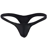 FFESHOW Men's Smooth Bikini Pouch Underwear G String Thongs (Black)