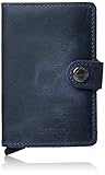 Secrid Mini Wallet Leather Vintage Blue, Rfid Safe Card Case (Blue)