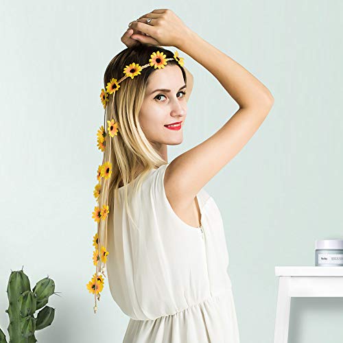 Zyxy Flower Hippie Headband Floral Crown Sunflowers Beads