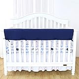 TILLYOU 1-Pack Padded Baby Crib Rail Cover Protector Safe Teething Guard Wrap for Long Front Crib Rails(Measuring Up to 18