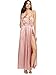 SheIn Women's Sexy Satin Deep V Neck Backless Maxi Party Evening Dress Pink# X-Small