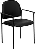 Flash Furniture BT-516-1-VINYL-GG Black Vinyl Comfortable Stackable Steel Side Chair with Arms (Kitchen)