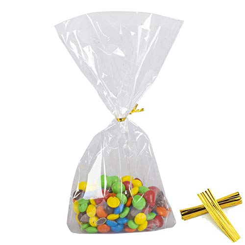 We Moment Clear Cellophane Treat Bags Transparent Candy Plastic Cello Bags,Pack of 100