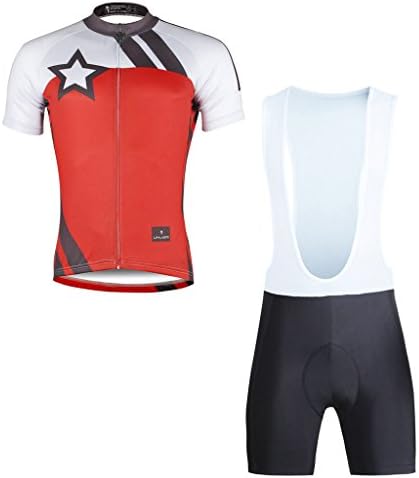 ILPALDINO Five-pointed Star Pattern Men's Red Short Sleeve Breathable Bike Jersey And Bib Shorts Set Size 4XL