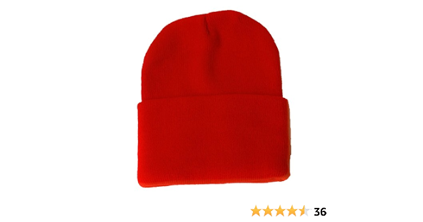 Blank Long Cuff Beanie - Red : Amazon 