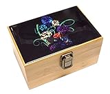 Cali Factory Mushroom Design - Grinder, Jar in Medium Size Sacred Geometry Stash Box with Latch Combo Gift Package Item# MED062118-5