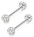 Jstyle 316L Stainless Steel Body Jewelry 14G Nipple Rings Piercing Jewelry Barbell Crystal Ball Disco Bar Pairs
