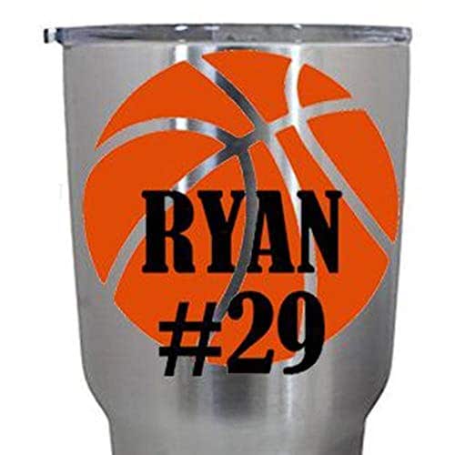 Basketball Decal with Name and Number for Yeti Tumblers Cars or Laptops Handmade