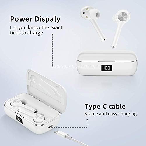 Écouteurs Bluetooth Sans Fil,ecouteur bluetooth 5.0 Contrôle Tactile ecouteurs sans fil avec Étui Chargement et Microphones HD Réduction du Bruit CVC8.0 Casque Bluetooth Sport pour Smartphone iPhone