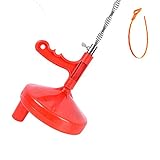 B1ST Drain Snakes 23 Ft Cable Spin Thru Drain Auger Plumbing Conduit Toilet Sewer Cleaner Closet Drum Auger Tool Drain Unblocker with 1/4-Inch By 7 M Cable Metal Spring-Steel Red