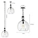 CASAMOTION Pendant Lights Kitchen Island Blown Glass Recycle Clear Entryway Light Fixtures Hanging Modern Farmhouse Dining Room Sunroom Hallway Ceiling Globe 13