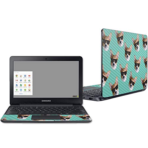 MightySkins Carbon Fiber Skin for Samsung Chromebook 3 11.6" - Cool Corgi | Pro…