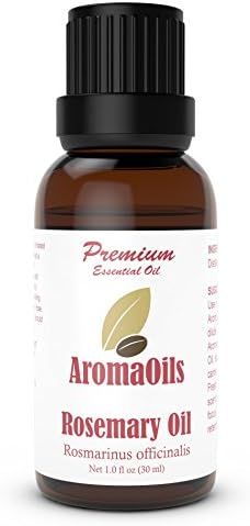 Rosemary Essential Oil by AromaOils - 1 oz (30 ml) - Best Used Now for Aromatherapy, Pain Relief, Stress Management, DIY Skincare and Hair Growth - 100% Pure Therapeutic Grade