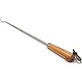 Jaccard 12” PigTail Food Flipper, Blister Pack - Wooden Handle, PigTail Flipper, Meat Hook for Grilling, Wood/Stainless, 201310