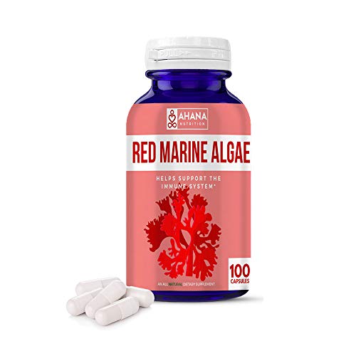 Ahana Nutrition Red Algae Capsules - Natural Antioxidant Supplement for Aiding Blood Circulation and Immune System Support (450mg - 100ct)