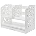 MyGift 2-Tier White Openwork Design Desktop Book and Stationary Organizer Rack, Countertop Bookcase Shelf