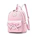 Girls Bowknot Fahsion Leather Small Backpack Mini Backpack for Women Pink