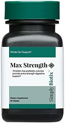 SimplyBiotix Max Strength Probiotic Supplement for Intensive Digestive Support and Immune Health, Support for Nutrient Absorption, and Guaranteed CFUs with Patented Delivery Technology (30-Day Supply)