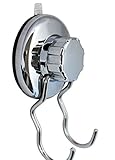 SUPER DUTY Twist-to-Lock Suction Cup Robe & Towel Hook - For Bathroom, Kitchen, Pool - Stainless & Chrome