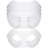 UUYYEO 10 Pcs White Half Face Paper Masks - Masquerade Craft Masks - Paintable & Decorate - Kids & Adults