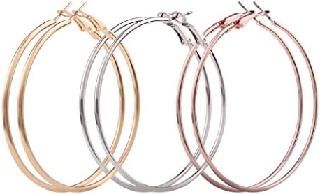 Loop Earrings,kaifongfu 3 Pair New Fashion Lady Women Thin Round Big Large Dangle Hoop Valentine's Day Loop Earrings (Colorful)