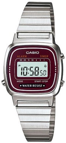 Casio #LA670WA-4 Women's Metal Band Countdown Timer Alarm LCD Digital Watch (Red) Casio #LA670WA-4 Women's Metal Band Countdown Timer Alarm LCD Digital Watch (Red)