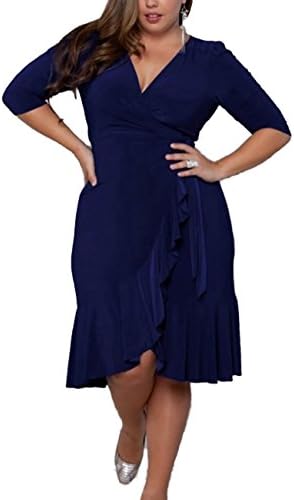 Emmy Lee V-neck Classic Slim Fit Midi Dress XXL Navy