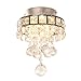 Surpars House Mini Style 3-Light Chrome Finish Crystal Chandelier Pendent Light for Hallway,Bedroom,Kitchen,Kids Room,3x1W Bulb Included