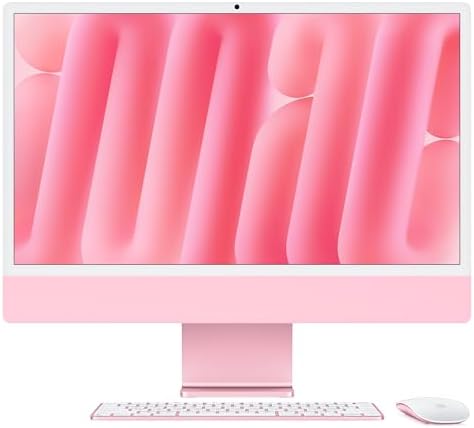 Desktop iMac All-in-One com Chip M4, CPU e GPU de 10 núcleos: Concebido para Apple Intelligence, Ecrã Retina de 24", 16GB de Memória Unificada, 256GB SSD - Rosa