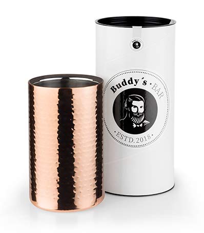 Buddy´s Bar - Bottle cooler, cooler, coated stainless steel, 12 x 19 cm, double-walled, inner diameter 10 cm, wine cooler suitable for 0.7 L - 1.5 L bottles, copper hammered