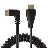 Mini HDMI to HDMI, CableCreation 5 Feet Coiled 90 Degree Left Angle Mini-HDMI Male to HDMI Male Converter Cable, Support 1080P Full HD, 3D, 1.6M, Black