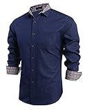 Coofandy Men's Casual Dress Shirt Button Down Shirts (Large, NEW_Dark Blue)