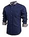 Coofandy Men's Casual Dress Shirt Button Down Shirts (Large, NEW_Dark Blue)