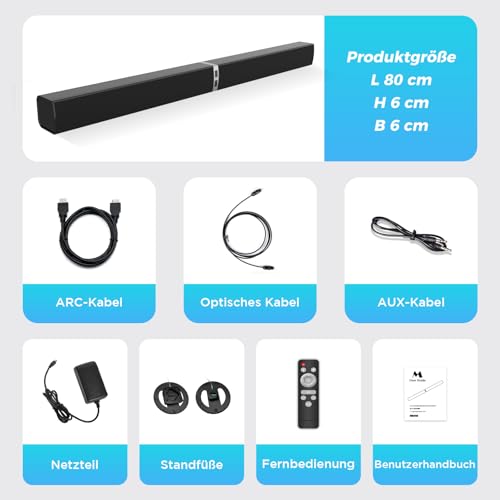 HoYLluDLL 2.0 Channel Soundbar for TV Devices, 32 Inch Divisible 2-in-1 Soundbar for TV Soundbar Bluetooth with 3 EQ Modes and 3D Surround Sound, TV Speaker Soundbars with ARC/Optical/Aux, 1 Piece