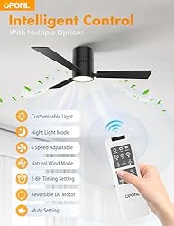 OPONL Black 42 inch Ceiling Fan with Light, Remote