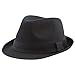 The Hat Depot Unisex Cotton Twill Herringbone Fedora Hat (L/XL, Black)