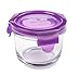 Wean Green Round Wean Bowls 5.4 Ounces Baby Food Glass Containers - Grape (Set of 4)