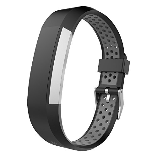 UMTELE Compatible with Fitbit Alta Bands, Two-Tone Perforated Wristband with Metal Buckle Clasp Replacement for Fitbit Alta/Alta HR/Fitbit Ace