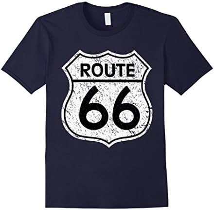 Men's Historical Route 66 Distressed Vintage Look T Shirt XL Navy