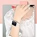 MARGE PLUS Compatible with Apple Watch Band 45mm 44mm 42mm Women, Slim Genuine Leather Watch Strap Replacement for iWatch Series 7 6 5 4 3 2 1 SE, (White Band paired with Sliver Adapter)