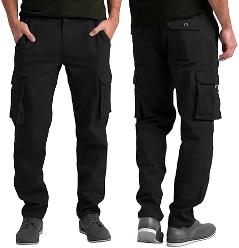 3-Pack Men's Cotton Flex Stretch Cargo Combat Jogger Pants (Sizes