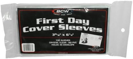 BCW First Day Cover Sleeves (100 Pack) | Clear, Archival-Quality Protection for #6 Collectible Envelopes, Durable & Acid-Free