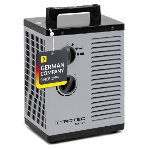 TROTEC TDS 10 P - Riscaldatore elettrico in ceramica, termostato integrato, due livelli di riscaldamento e un livello di aria fredda separato, 2kW