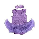 Weixinbuy Baby Girls Ruffles Tutu Romper Rose Dress Light Purple M