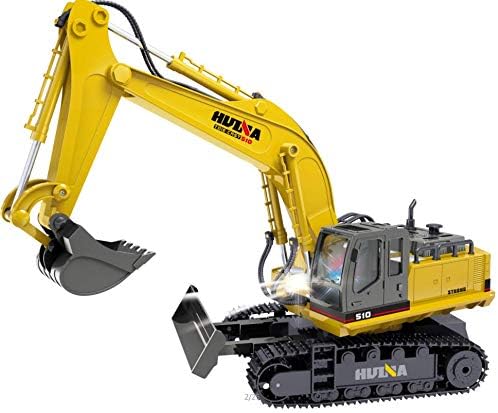 TES TOYS Remote Control Excavator Construction Tractor, Excavator Toy with 2.4Ghz Transmitter and Metal Shovel 1510 (1:16 Excavator)