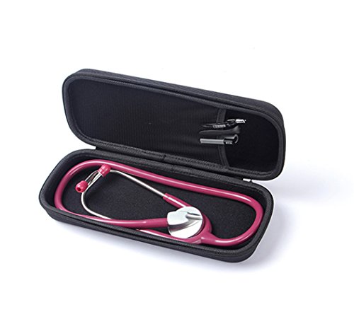 Storage Case Bag for Stethoscope 3M Littmann Classic III Stethoscope for Accessories, zipper and handwrist--Extra Room for Taylor Percussion Reflex Hammer and Reusable LED Penlight (Black)
