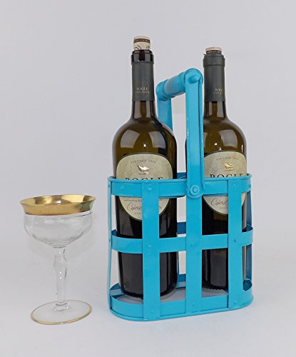 Wine Rack Bar Cart Display Vintage Wood Bottle Aqua